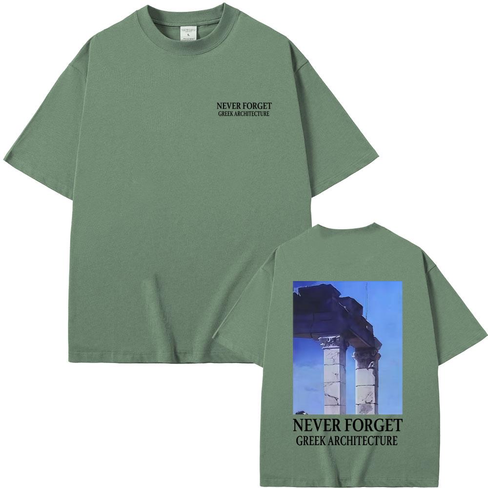 NON DIMENTICARE L'ARCHITETTURA GRECA Maglietta Uomo Donna Moda Vintage Manica Corta T-shirt Maschile Casual Magliette Oversize Streetwear