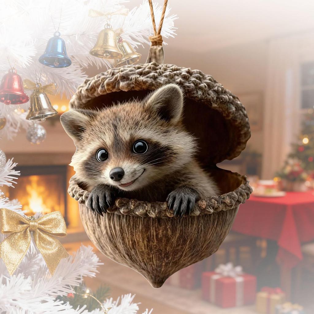 Leśne Ozdoby na Choinkę, Dekoracje Świąteczne, Urocze Ozdoby na Choinkę z Leniwcem, Prezent Dla Zakochanych.(2D)