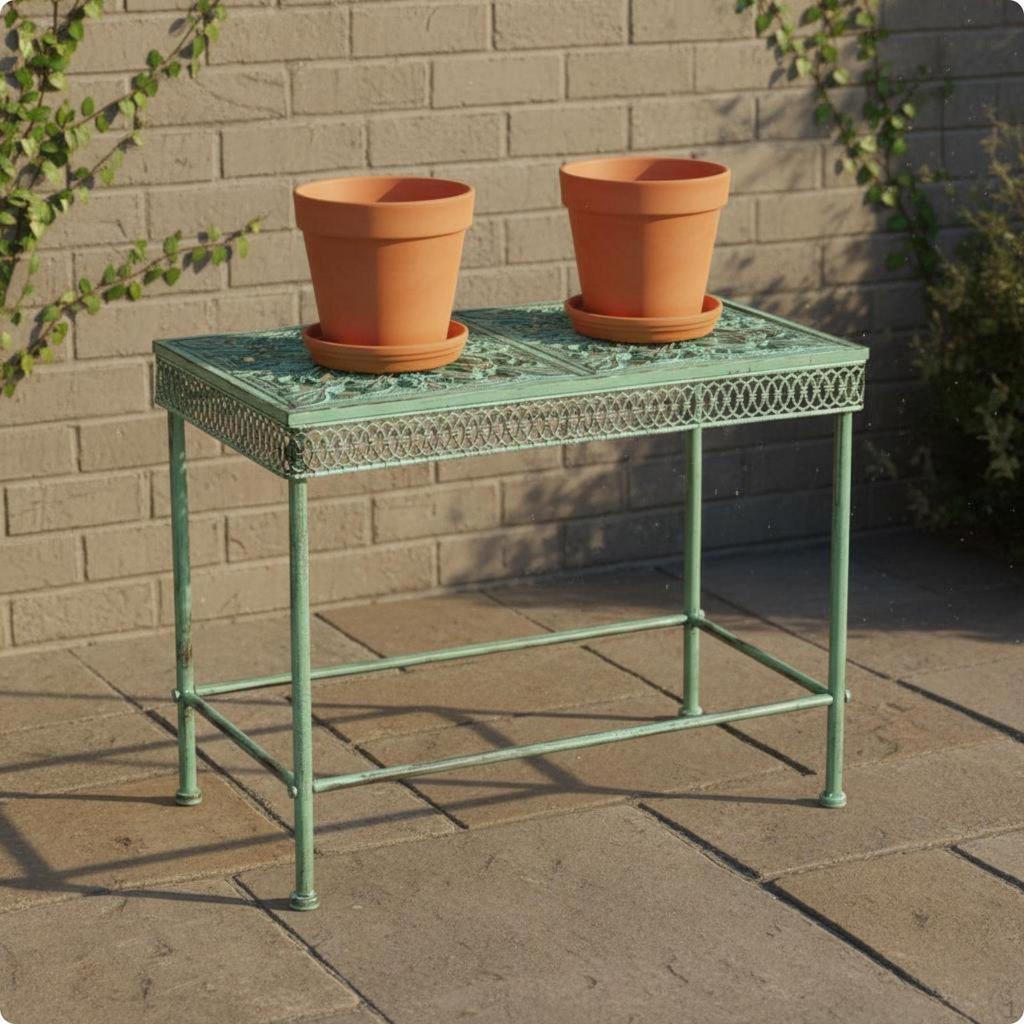 Wrought Iron Plant Stand Floor Standing Metal Hollow-Carved Design