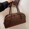 Autumn and winter retro suede bread bag women's new matte shoulder armpit bag fashion portable baguette bag