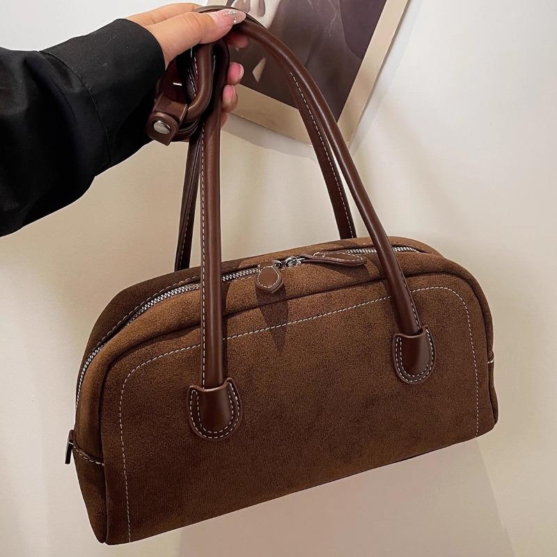 Autumn and winter retro suede bread bag women's new matte shoulder armpit bag fashion portable baguette bag