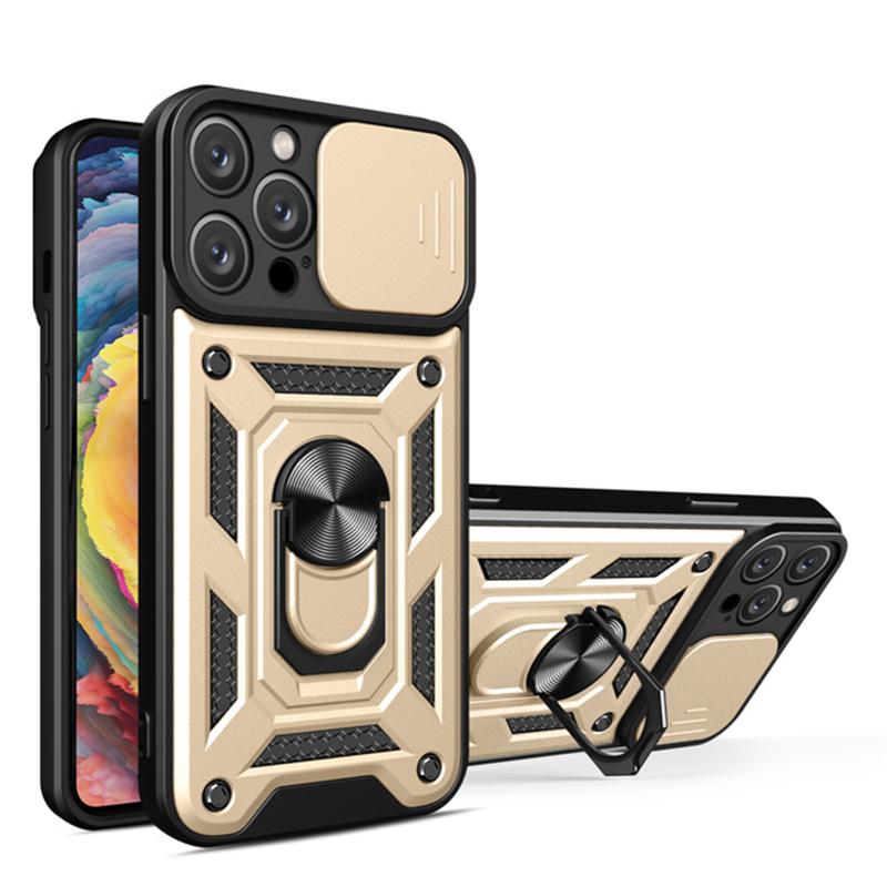Shockproof Armor Case for iPhone 14 Pro Max Plus Windows Slide Camera Lens Protection Ring Stand Phone Cover for iPhone 14pro 14promax 14plus Cases