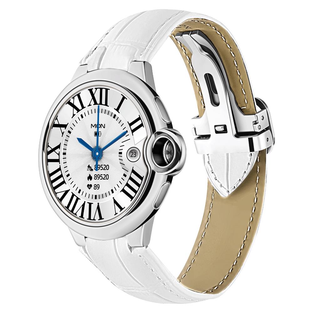 

1,32-дюймовые умные часы для мужчин, беспроводная зарядка, женские умные часы с функцией вызова по Bluetooth, ремешок из воловьей кожи, голосовой помощник, здоровье, спортивный монитор