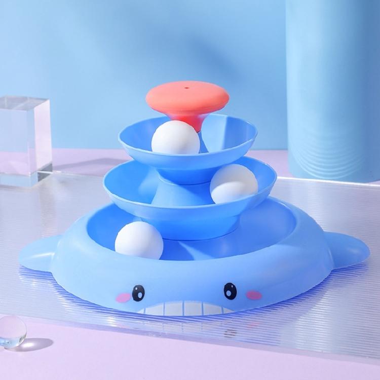 Interactive Cat Toy 3 Level Tower Turntable Ball Track Toy with 3pcs Ball