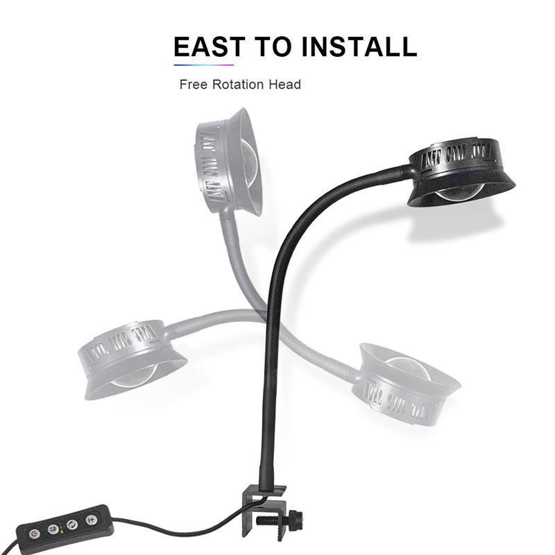 30W Clip-on Fish Tank Lamp Coral Seawater Tank Lamp Aquarium 3-Speed Timing Dimmable LED Reef Light Algae Tank Lighting 220V