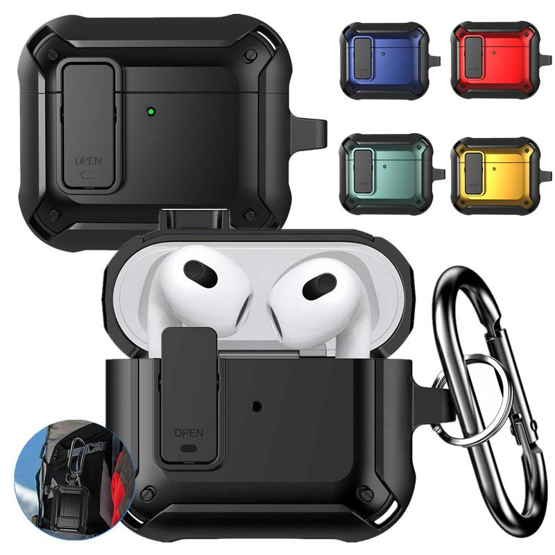 Armor Shockproof Case For Apple AirPods Pro 3 2 Air Pods 4 3 Earbuds Accessories Cover Keychain Switch Coque Capa Fundas