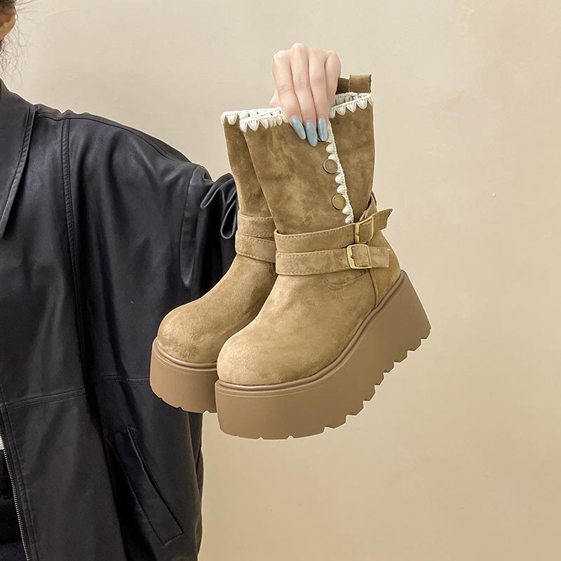 Fashion Two-wear Heightening Fashion Boots, Locomotive Cool Martin Boots, Women's Autumn and Winter Niche Simple Thick-soled Thin Short Boots