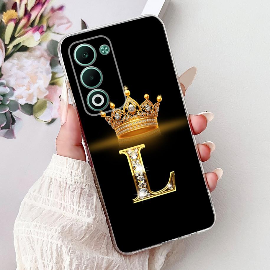 For OPPO A5 5G 2025 Case CPH2735 Cover Luxury Crown Initial Letters Soft Clear Silicone Back Cover For OPPOA5 5G 2025 Phone Case
