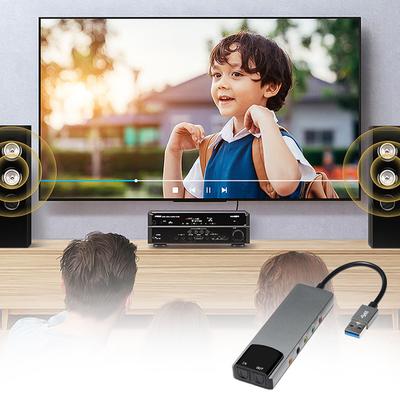 Multifunkční hliníková slitina USB externí zvuková karta z optických vláken 5.1kanálový film TV zvuk Plug and Play
