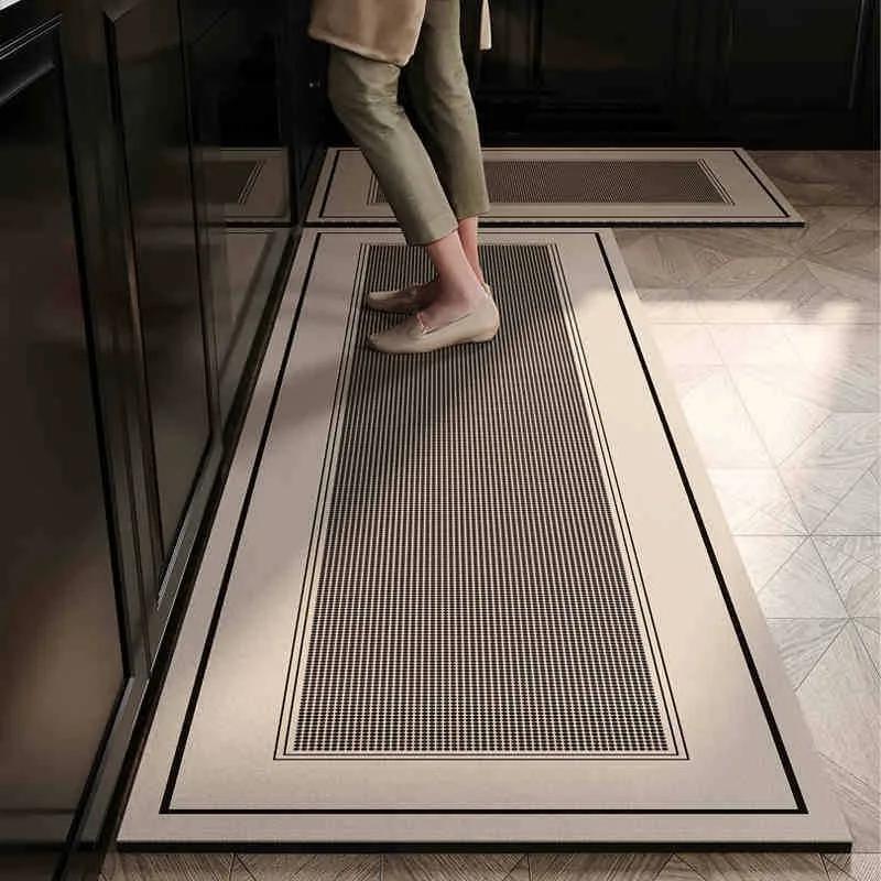 Kitchen Carpet Waterproof Oil-proof Floor Mat Pvc Leather Non-slip Foot Mats Long Strip Home Decoration Rug Alfombra De Cocina