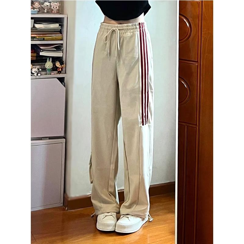 Women's Plus Size Retro Sweatpants with Side Stripes for Spring/Autumn - Street Dance & Casual Wear