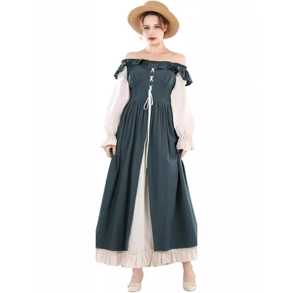 Women Halloween Carnival Costume Dress Up Fairy Ireland Cosplay Vintage Medieval Renaissance Bandage Dresses