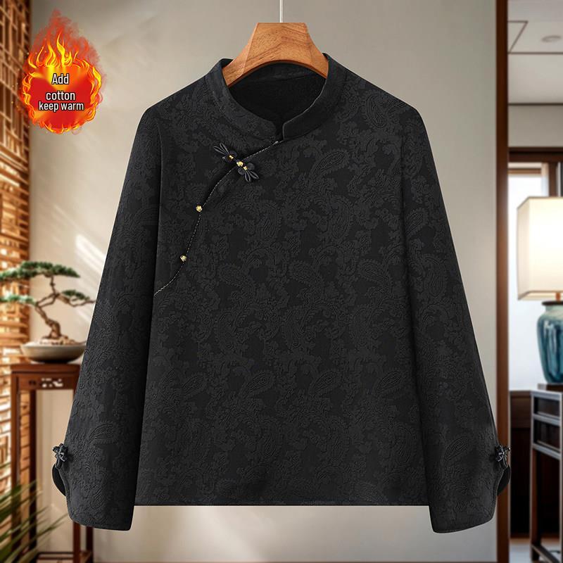 Women's Long Sleeve Chinese Style Velvet Top for Spring/Autumn