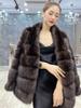 2025 Women's Purple V-neck Faux Fur Wool Coat - Loose, Slimming, and Warm for Winter
