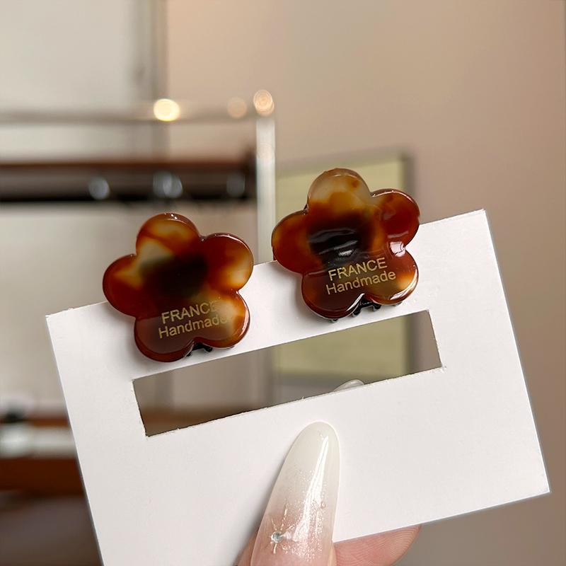 French-style Acetate Small Flower Hair Clip for Women Cute Korean Half-ponytail Hair Clip Mini Simple Bang Clip Retro Hair Clip