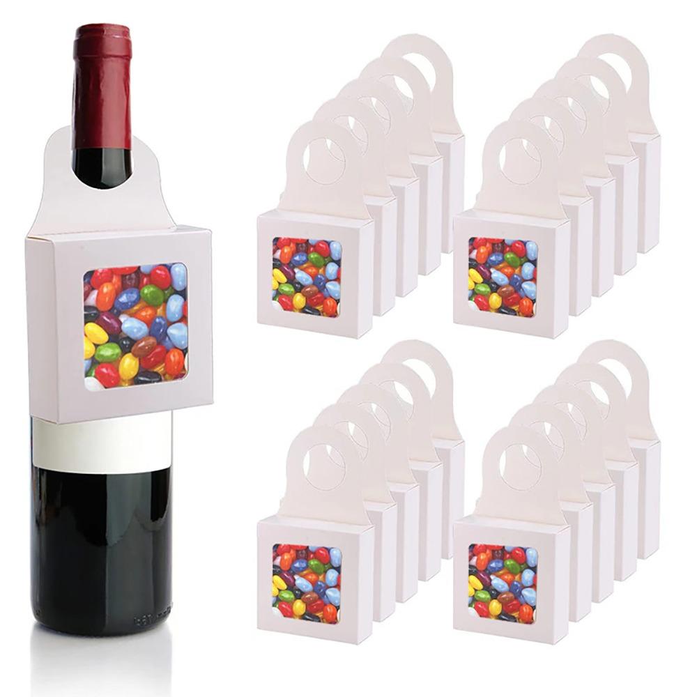 

10 шт. Коробка для винной бутылки из крафт-бумаги с окном, подарочные коробки для шампанского, подвесная коробка для бутылки, декор для вечеринки