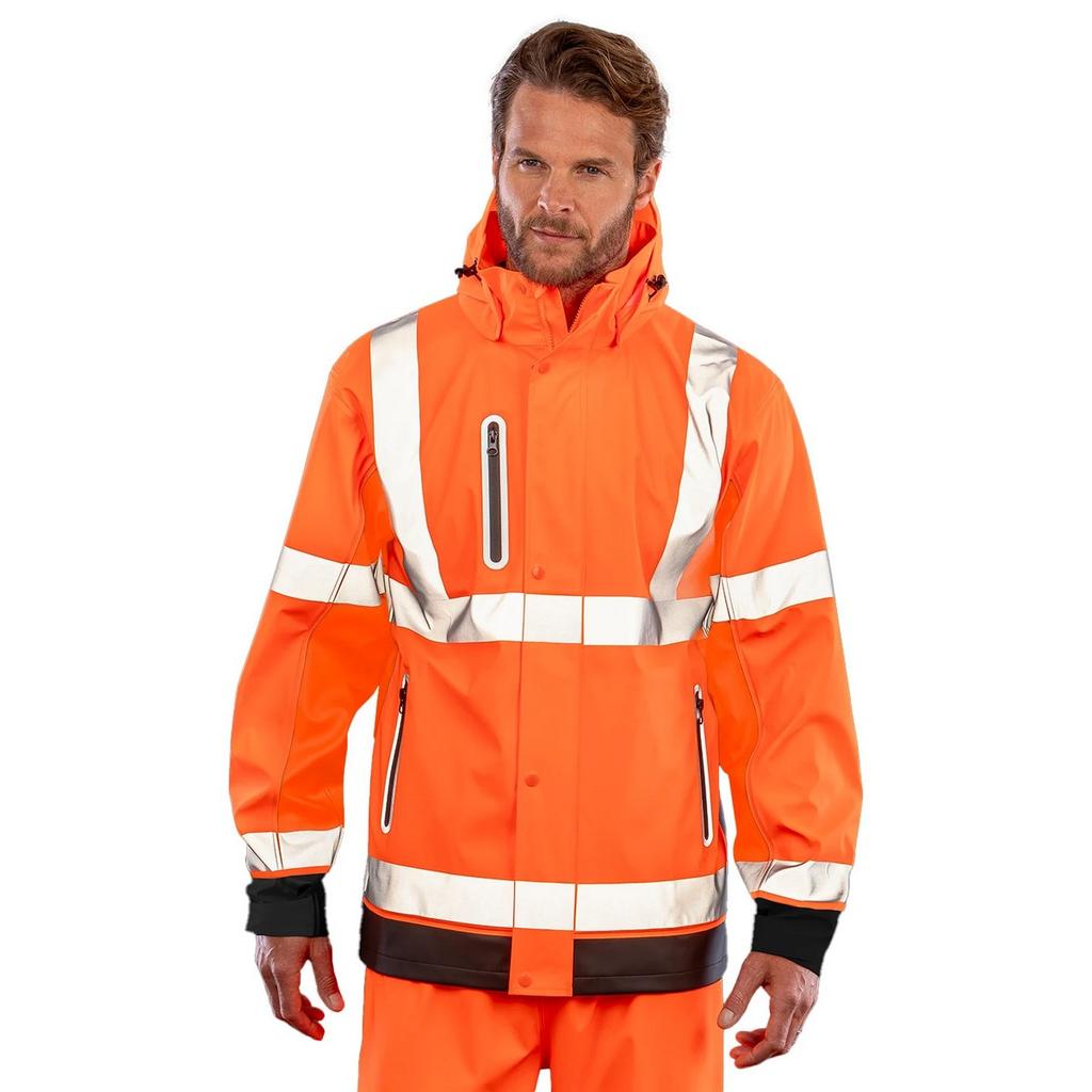 Result Genuine Recycled Men's Prism Hi-Vis Heavy Duty Hooded Jacket