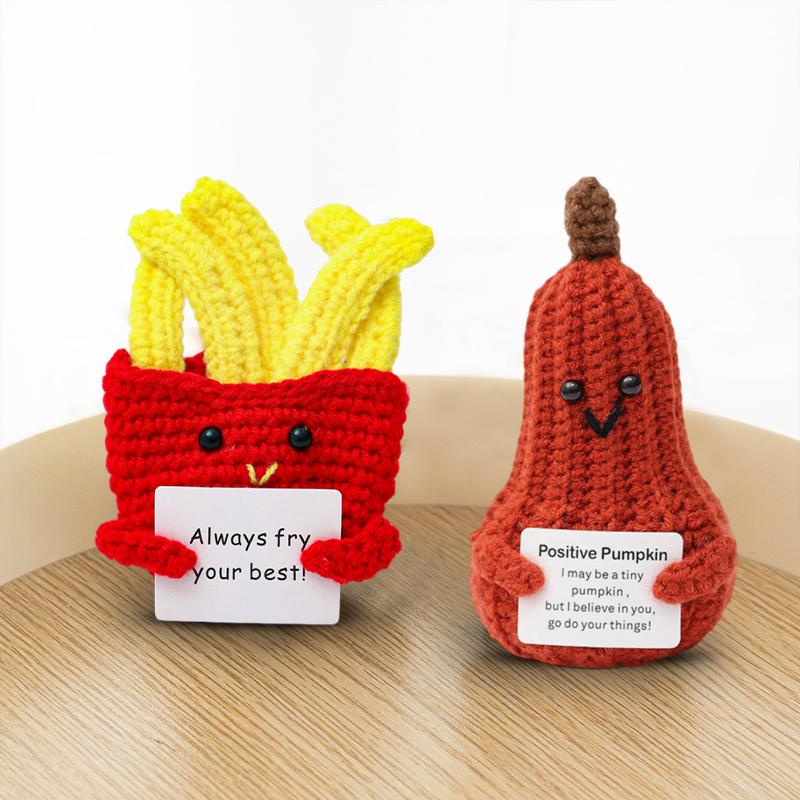 Crochet Ornament Desk Accessories Positive Potato Cucumber Doll Christmas Gifts 2025 Handmade Fruits Vegetables Desktop Ornament