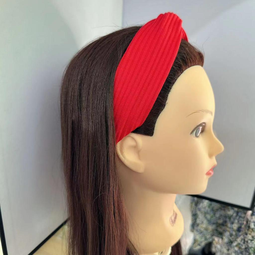 Strick-Stirnband im koreanischen Stil mit Überkreuz-Design für Damen - Elastischer Haarreif zum Gesichtwaschen, für Yoga und Sport.