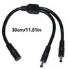 30cm Long DC5521 Extension Cord, 5.5x2.1mm Female to 2xMale Connector Splitter Cable for Surveillances Cameras Routers