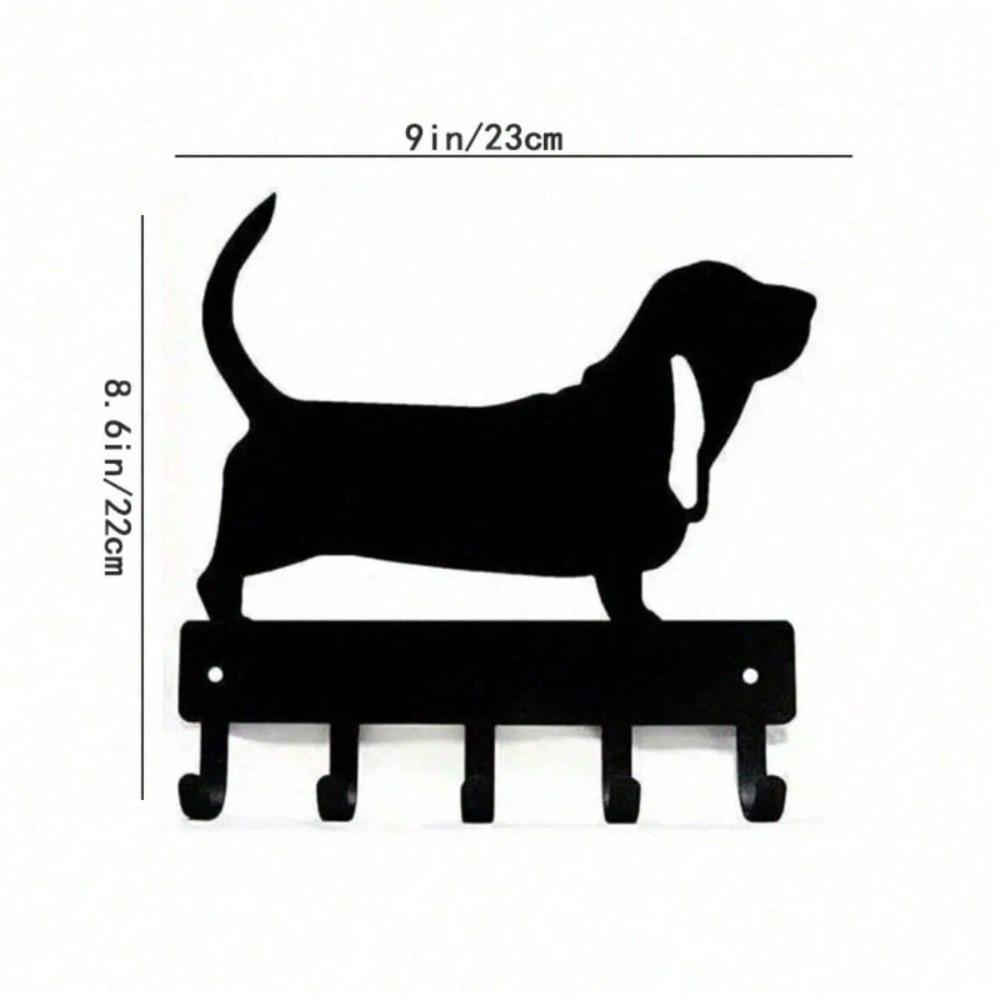 Wrought Iron Single Hook Wall Mount, Black Dog Leash Key Holder, Rustproof Farmhouse Entryway Organizer, Minimalist Home Decor for Kitchen Bathroom