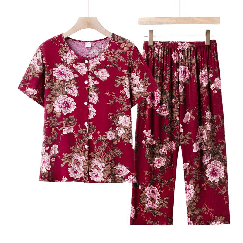 Women's Floral Print Short Sleeve Two-Piece Summer Set