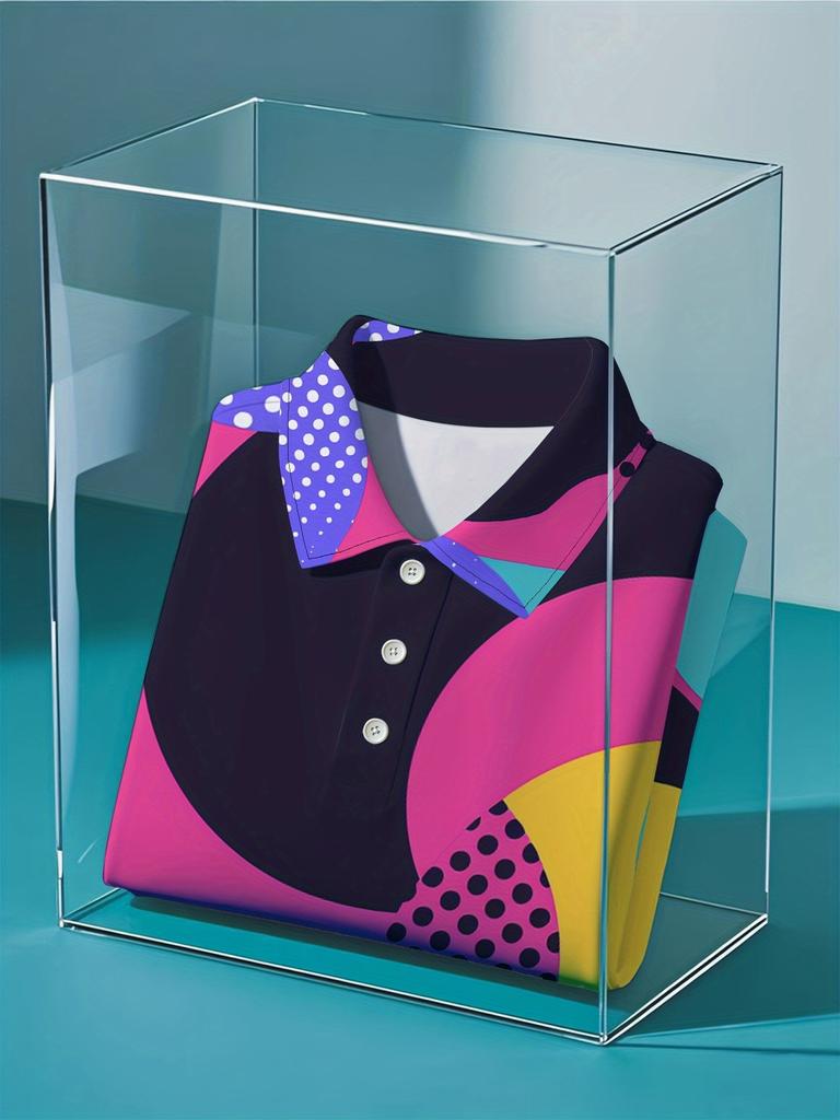 Men'S Short-Sleeve Polo Shirt - Flat Digital Print Pattern - No Texture - Stylish And Easy Short Sleeves, Buttoned, Casual Collared Polo Shirt,