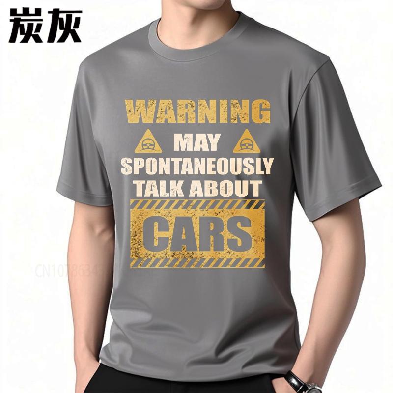 unisex summer Boys tshirt Warning May Spontaneously Talk About Cars Short Sleeve Printed Round Neck tops cotton teeshirt
