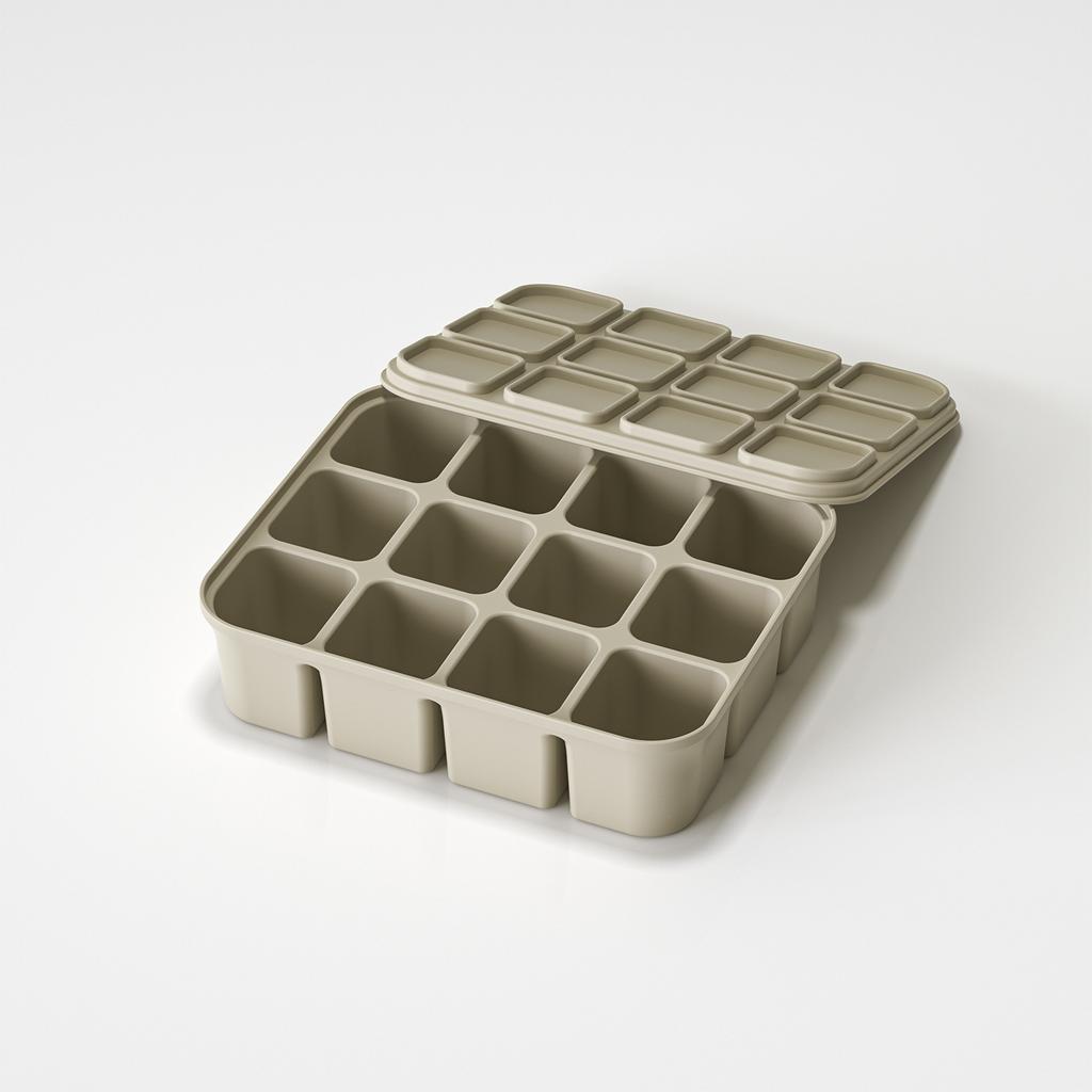 1 Pcs 12-Cell Silicone Ice Cube Tray With Lid Flexible Mold For Cocktails Broth Meal Prep Dishwasher Oven Safe