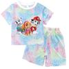 Paw Patrol Summer Clothing Sets for Baby Girl Outfits Cute Print Tie-dye Smile Tees Children Short Sleeve T Shirt Shorts 2pcs