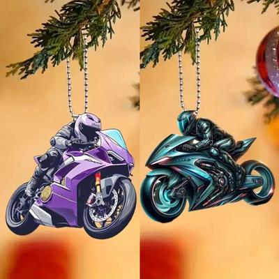 New Flat 2D Motorcycle Acrylic Decorative Car Pendant, Backpack Pendant, Decorative Gift.