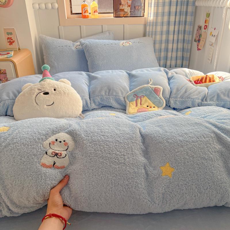 Winter Plush Velvet Bedding Set: Flannel Fleece Sheets & Teddy Duvet Cover