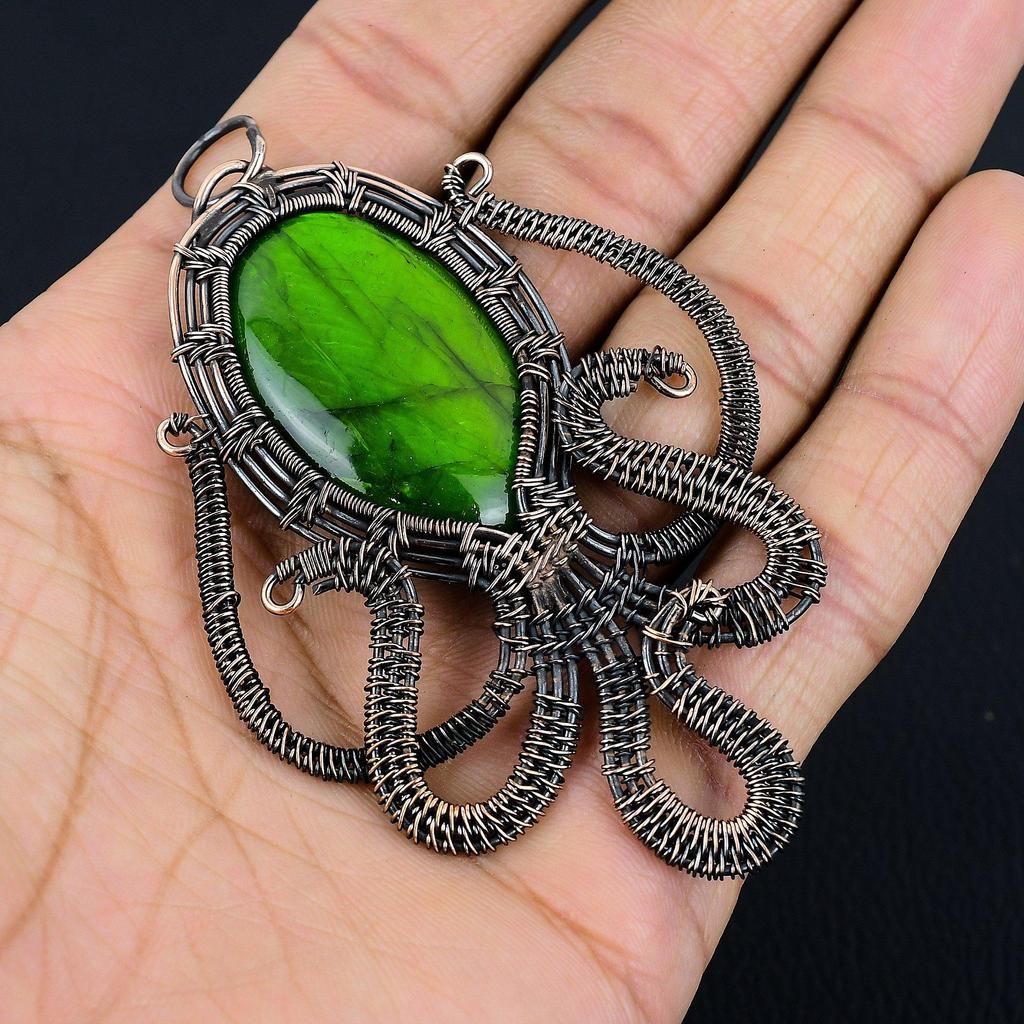 Green Flash Labradorite Pendant Gemstone Jewelry, 999 Copper Wire Wrapped Pendant, Handmade Jewelry Birthstone Pendant, Gift For Him