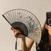 Weiblicher antiker Tanz-Fächer, faltbar, neuer chinesischer Stil, chinesische Kleidung, antiker Stil, Handgepäck, Schwarz