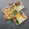 HUIWEN Disposable 4-Compartment Paper Pulp Meal Box with PP Lid
