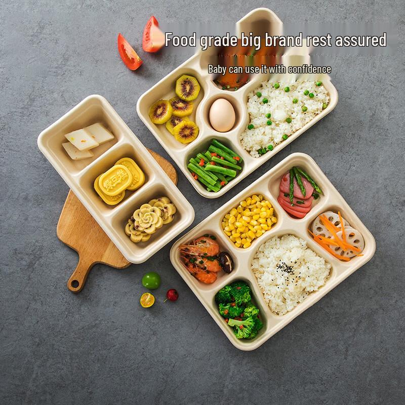 HUIWEN Disposable 4-Compartment Paper Pulp Meal Box with PP Lid