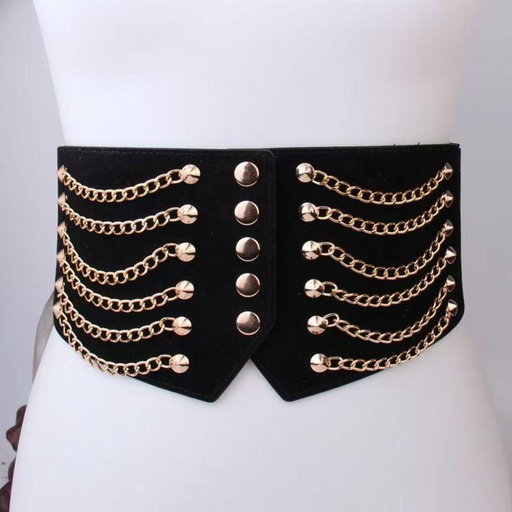 Stretchy Elastic Slimming Body Waist Belts Punk Style Women's Cummerbunds Versatile Dress