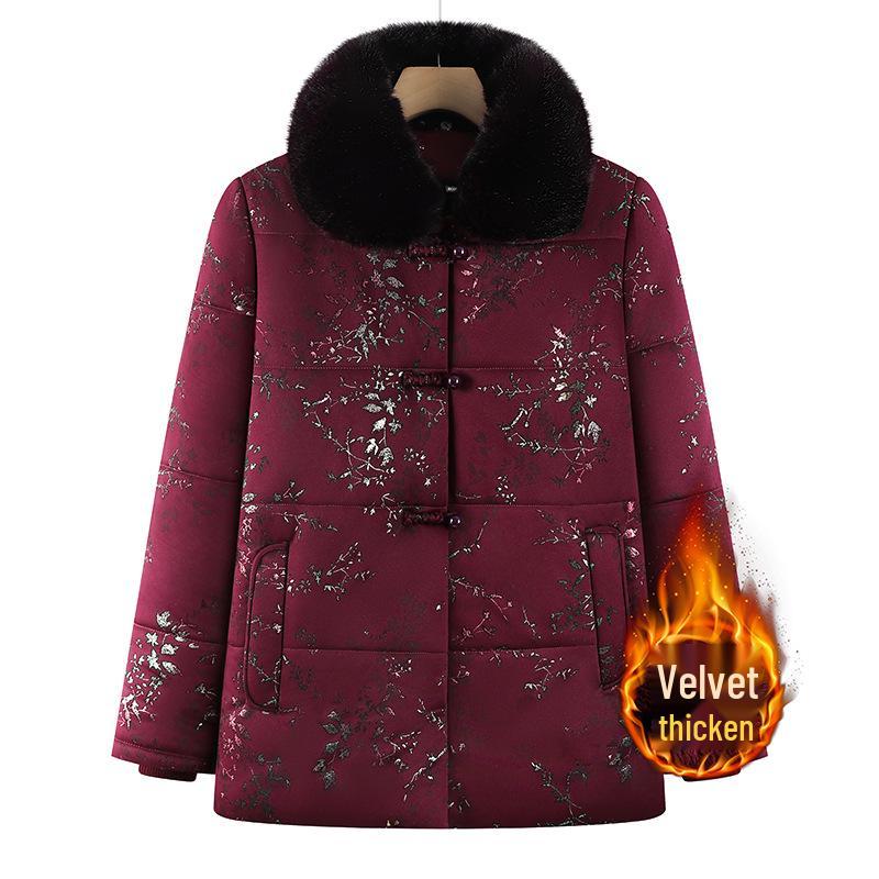 

2025 New Style Women s Cotton Jacket - Warm, Thickened, Plus Velvet for Middle-Aged & Elderly, Cold-Resistant Padded Winter Coat XL (up to 105 kg) фиолетовый