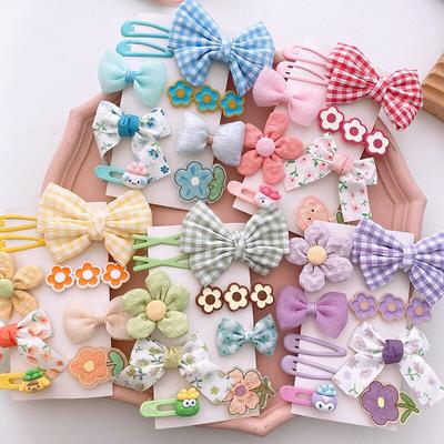 8/9pcs Set Cute Korean Haipins for Baby Girls Big Lattice Bow Floral Kawaii Cartoon Princess Hair Clip Baby Girl Hair Accessories