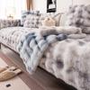 Sofabezug mit Kaninchen-Plüsch in Farbverlauf, rutschfestes Sofakissen, dicker Winter-Universal-Sofabezug, Stoff, Couchbezug-Matte