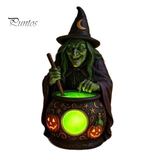 Schlafzimmer Schreibtisch Dekorationen Halloween Hexe Kessel Lampe, Harz Statue Ornament, Gruselige Dekorative Kreative Haus Garten Dekor Licht für Schreibtisch