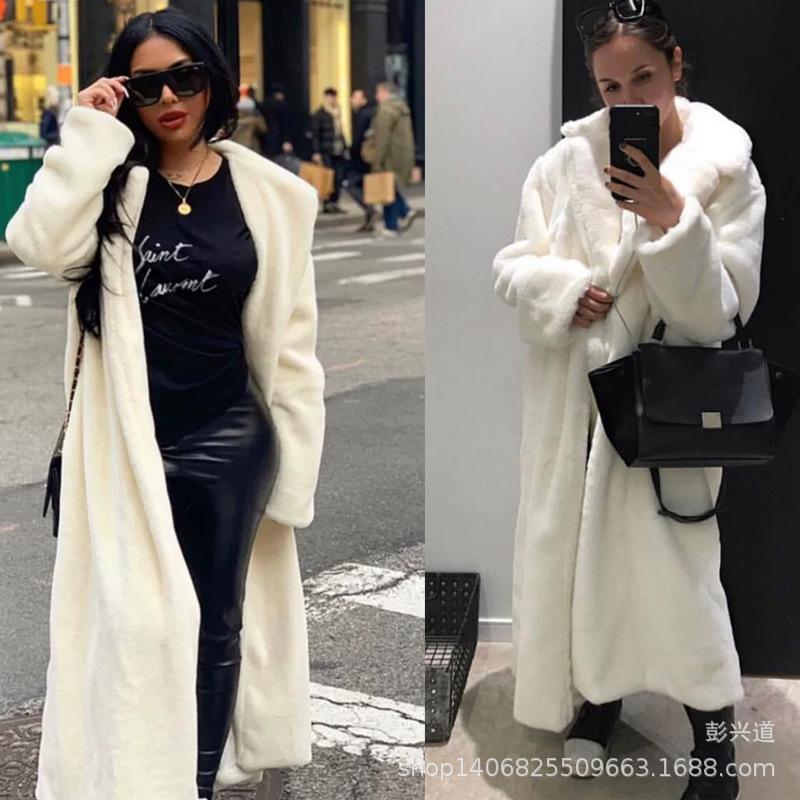 Autumn and winter new autumn and winter rabbit fur coat fur coat long thickened warm coat extended women's trench coat