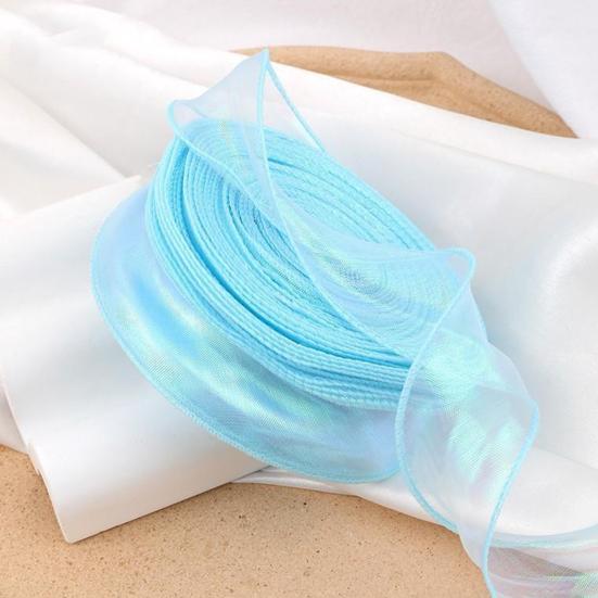 Sheer Tulle Ribbon 3.8 Yards Craft Decorative Ribbon Iridescent Tulle Ribbon Roll for Flowers Wedding Invitations Gift Wrapping
