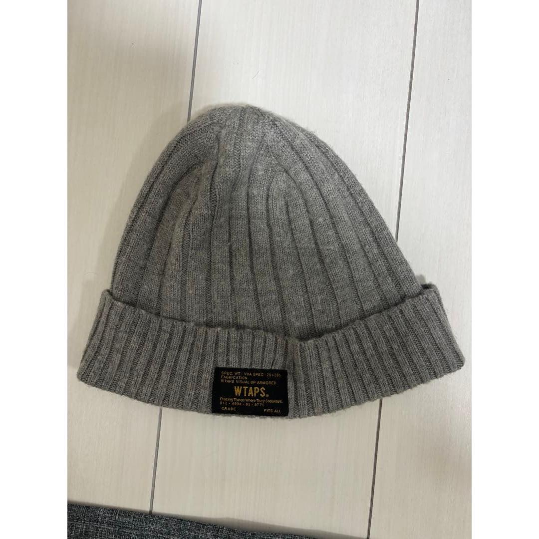 Used WTAPS Wool Ribbed Beanie BEANIE Knit Hat Gray