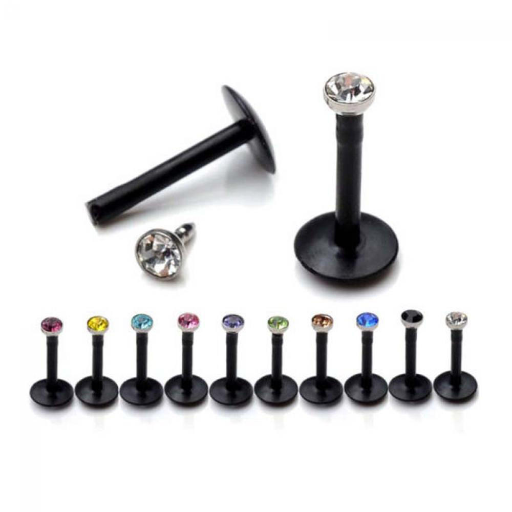 

10pcs Fashion Crystal Sexy Bar Gem Labret Lip Stud Acrylic Flesh Piercing