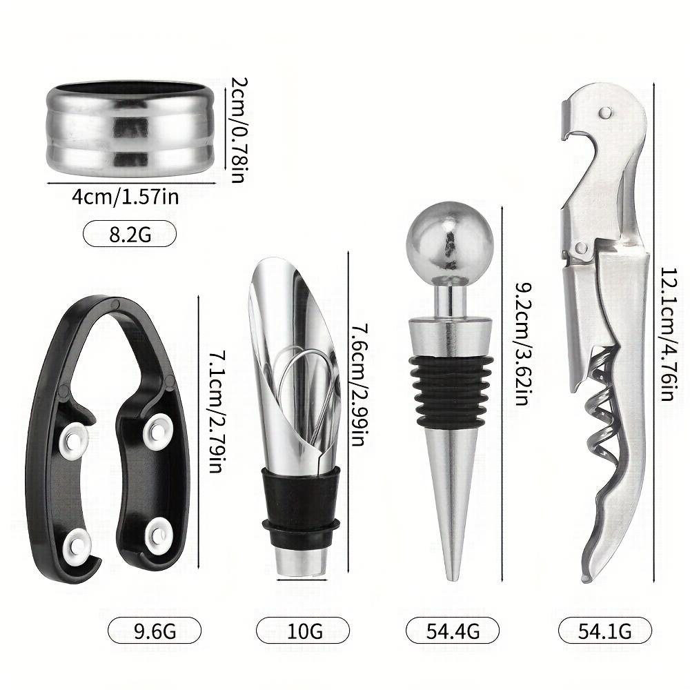 5pcs Stainless Steel Wine Opener Set | Durable Corkscrew & Tools | Complete Wine Tool Box for Easy Opening
