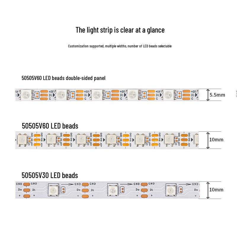 5V USB Bluetooth 5050 RGB Running Horse Light Strip, 60 LEDs/m, Narrow 5.5mm