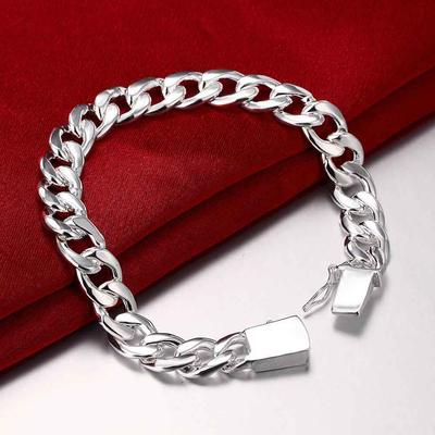 10mm Side Chain Bracelet 925 Sterling Silver Fashion Jewelry