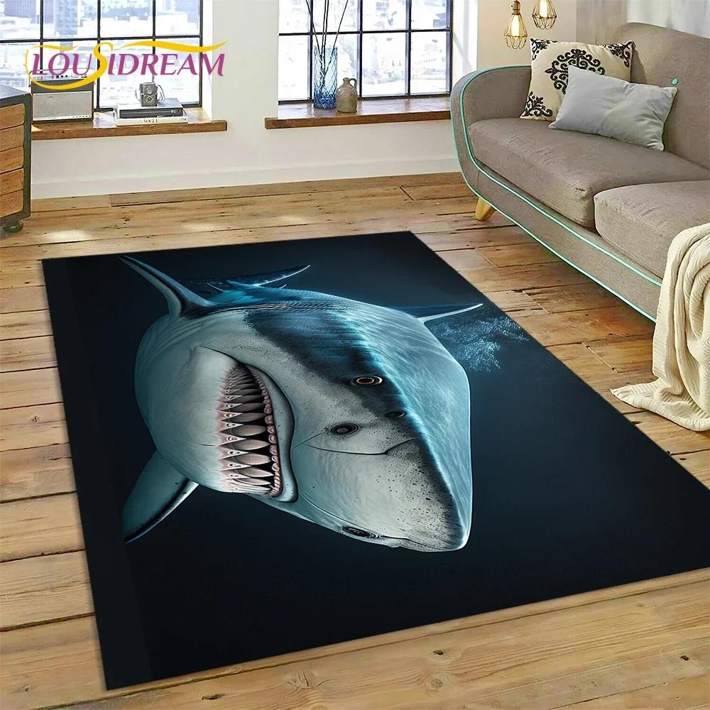 Tappeto Moquette 3D Mondo Sottomarino Fondale Marino Delfino Cartone Animato per Camera da Letto Soggiorno Decorazione Casa Divano, Bambino Grande Decor Tappetino Pavimento