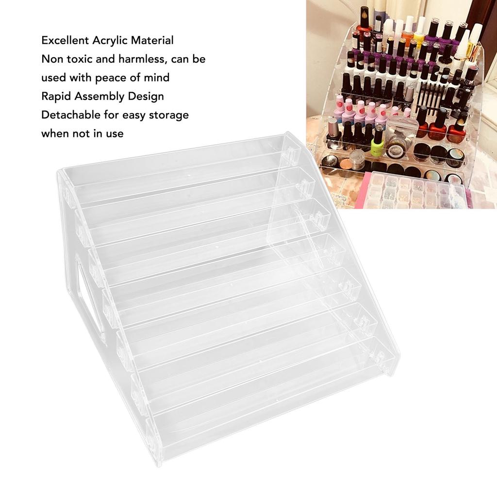 Cosmetic Storage Rack Acrylic 7 Layers Clear Nail Polish Display Holder Makeup Storage Holder